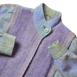 VTG Avoca Collection Women's M Irish Wool Jacket Purple Blue Made in Ireland